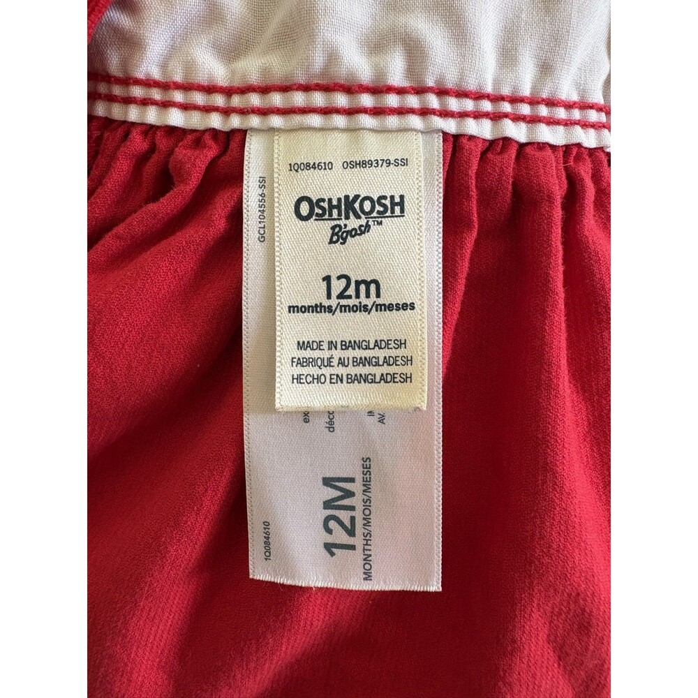 OshKosh B'gosh Baby Overall Vestback Red Corduroy Cotton Jumper Dress 12 Months - Picture 5 of 6